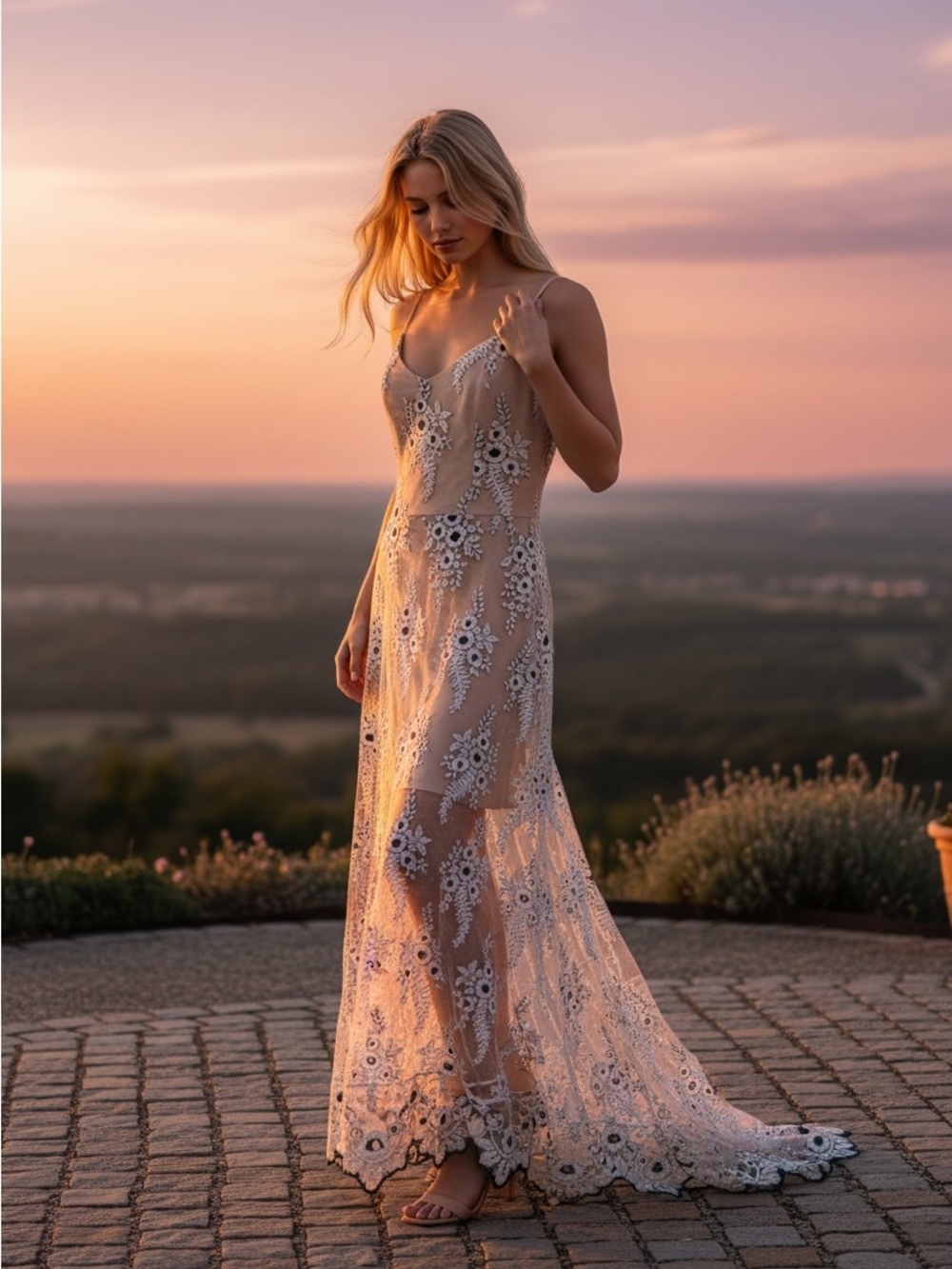 Floral lace fairy embroidered dress the population
